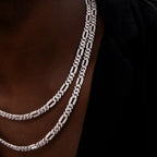 Diamond Figaro Chain + Bracelet Bundle in White Gold- 6mm