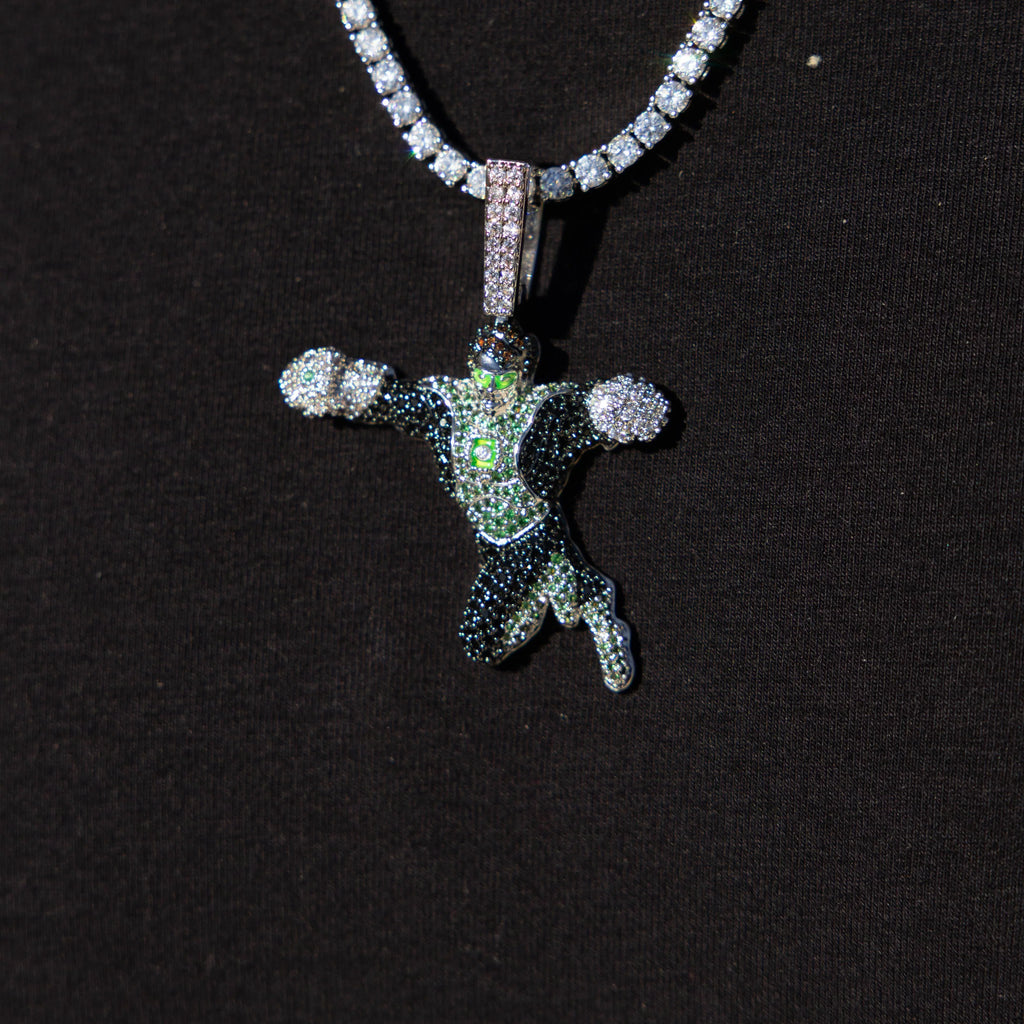 Green Lantern Body Official DC Comics Pendant in White Gold
