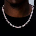 Diamond Prong Cuban Chain in Rose/White Gold- 8.5mm