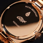 39MM Visionary Iced Emerald Stone Steel Band Watch - Rose Gold