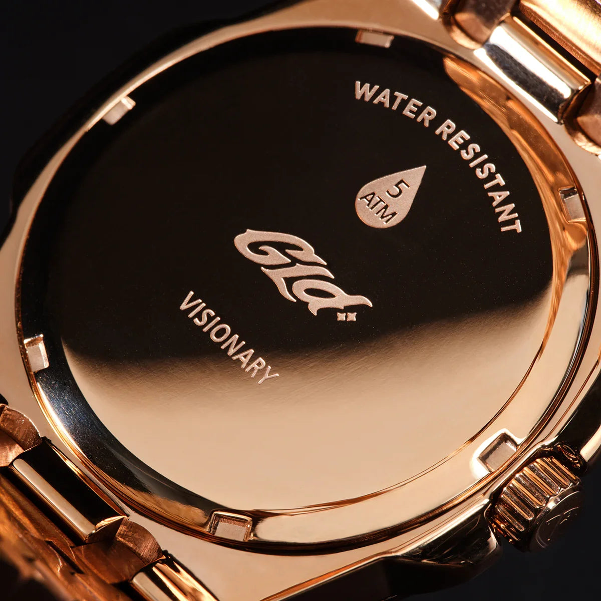 39MM Visionary Iced Ruby Stone Steel Band Watch - Rose Gold