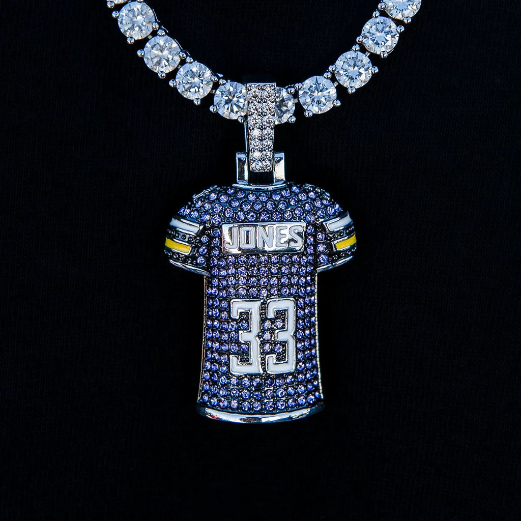Aaron Jones Minnesota Vikings Purple #33 Jersey Pendant - White Gold