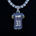 Aaron Jones Minnesota Vikings Purple #33 Jersey Pendant - White Gold