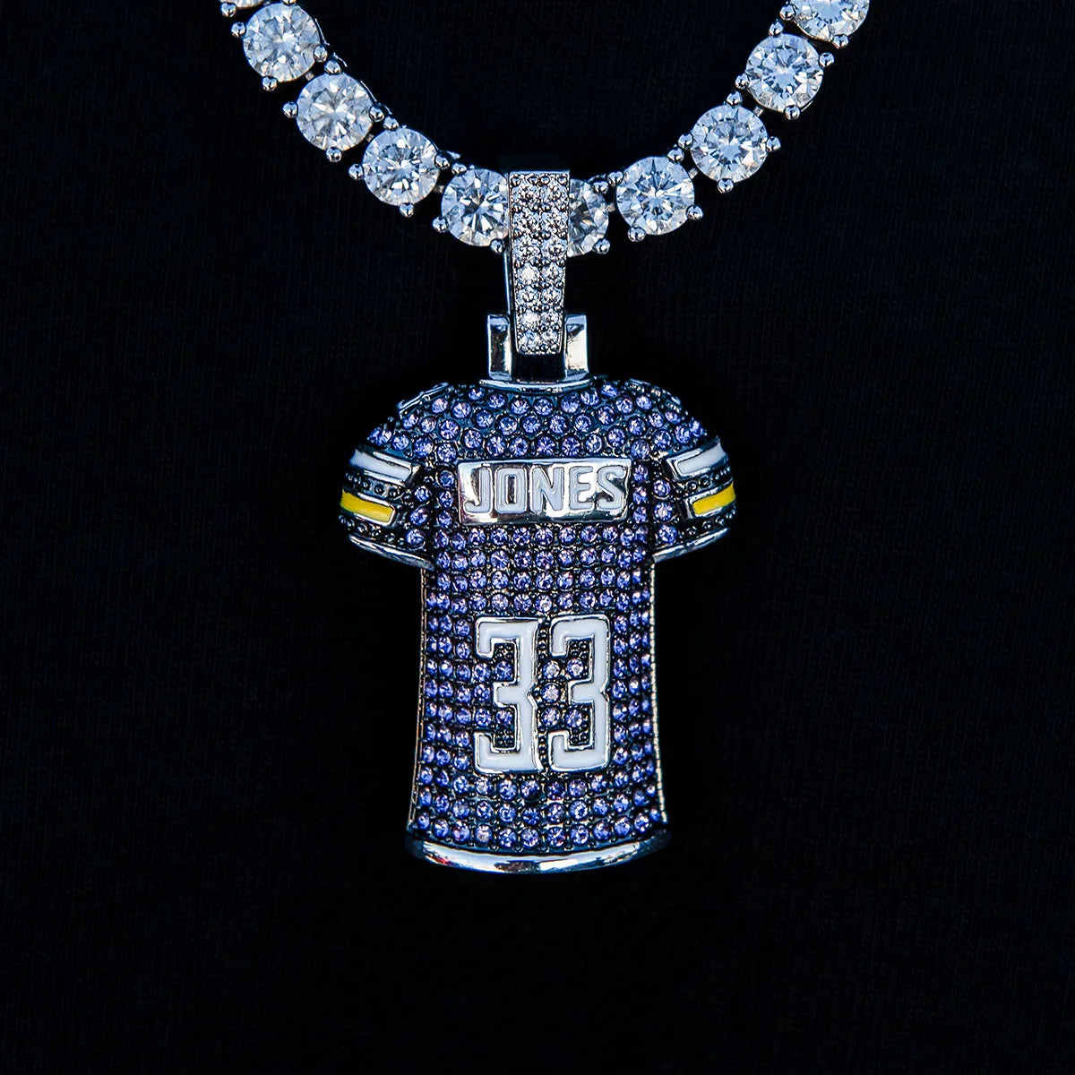 Aaron Jones Minnesota Vikings Purple #33 Jersey Pendant - White Gold