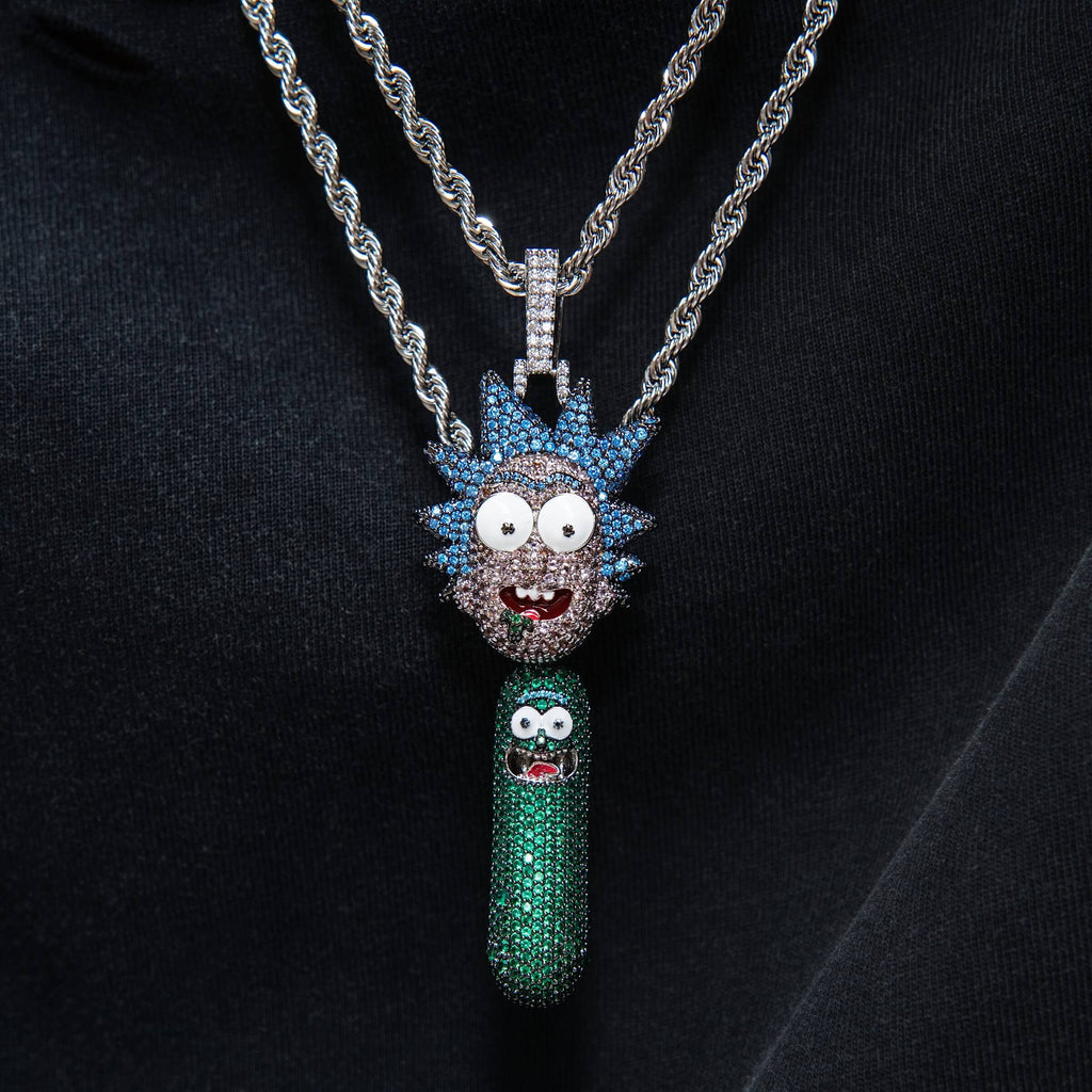 Rick & Morty Pickle Official Warner Bros. Pendant in White Gold