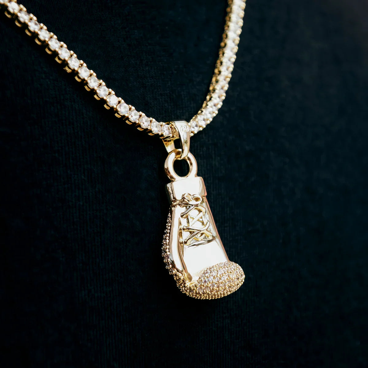 Iced Boxing Glove in Yellow Gold
