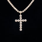 Large Diamond Cross Pendant in Yellow Gold