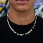 Iced Star Cable Link Chain - Yellow Gold