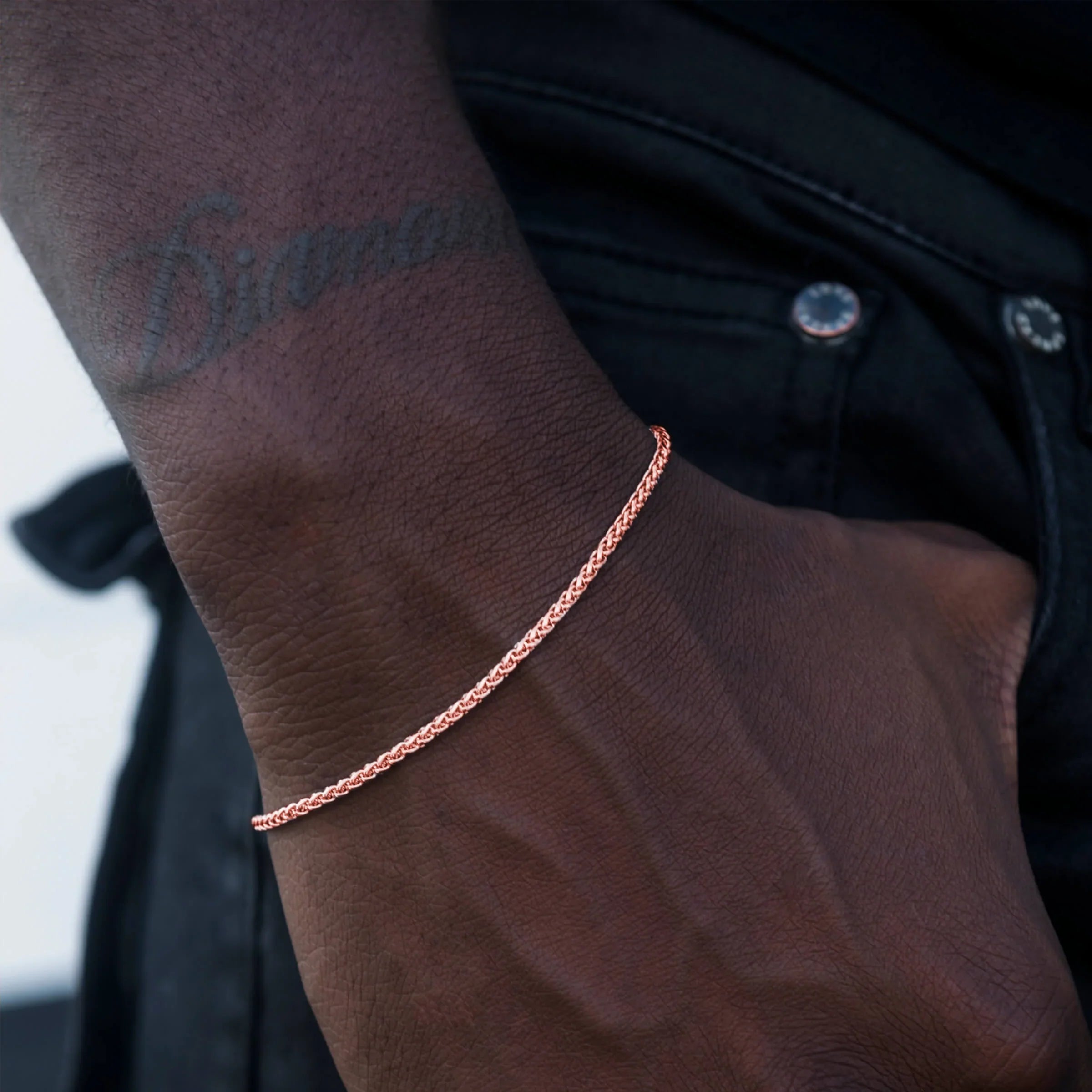 Palm Chain Bracelet in Rose Gold - 2mm