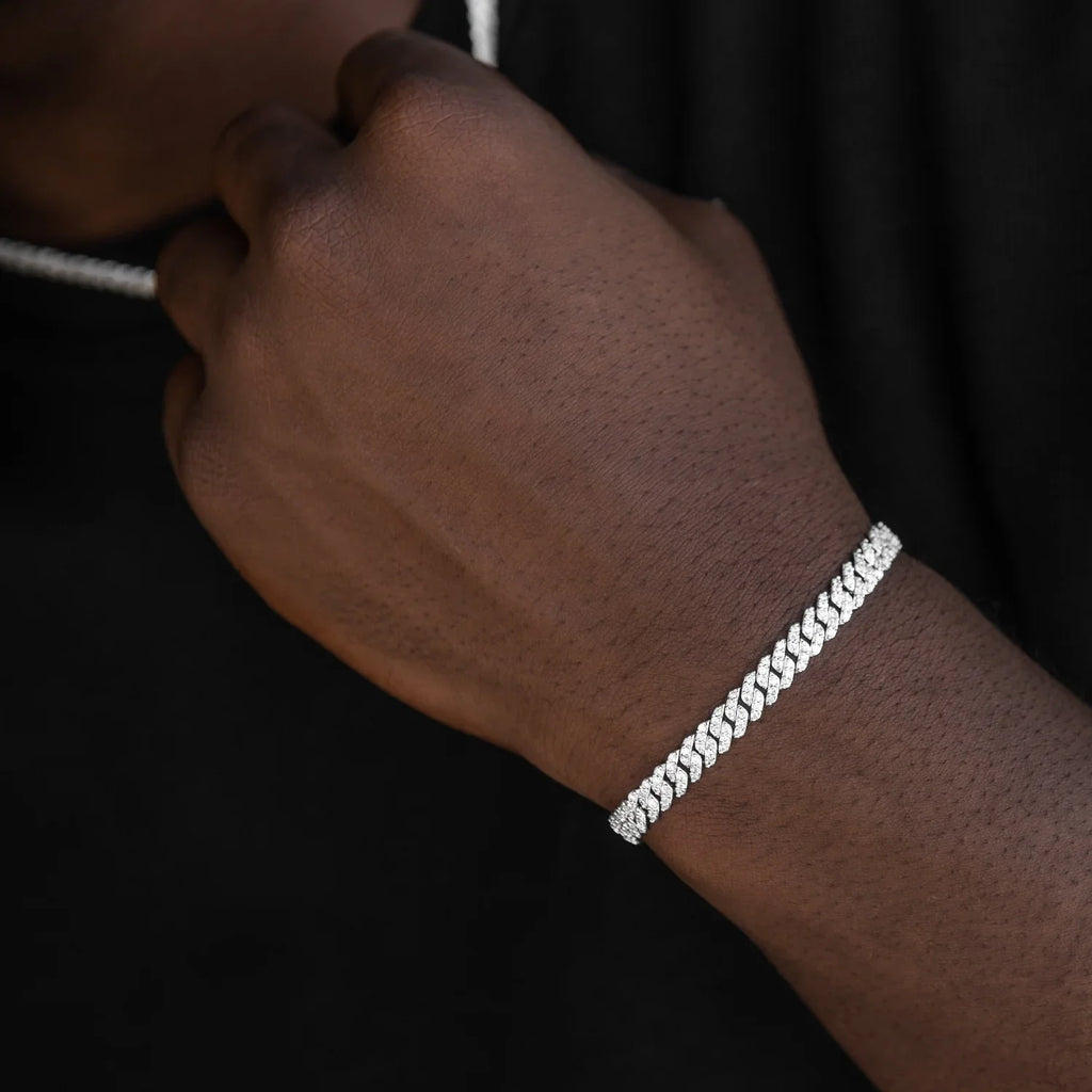 Micro Diamond Prong Chain + Bracelet Bundle in White Gold - 6mm