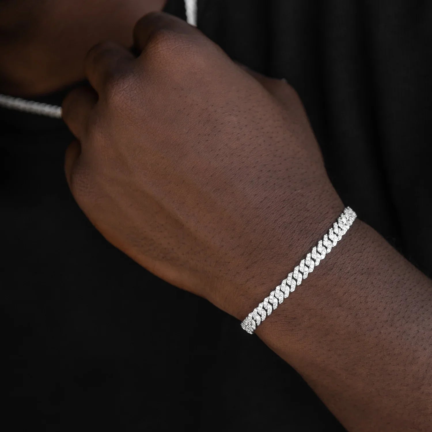 Micro Diamond Prong Chain + Bracelet Bundle in White Gold - 6mm