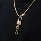 Lock and Key Set Pendant in Yellow Gold