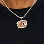 Calgary Flames Official NHL Logo Pendant in Yellow Gold