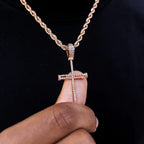 Iced Nail Cross Pendant in Rose Gold