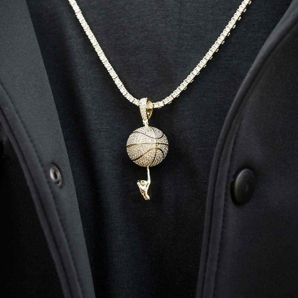 Iced Basketball Pendant