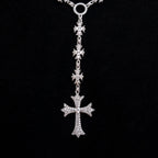 Flared Cross Rosary Chain in White Gold - 8mm