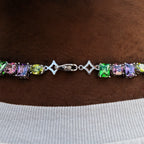 Floating Multicolor Stone Chain in White Gold