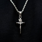 Crucifix Cross Pendant in White Gold