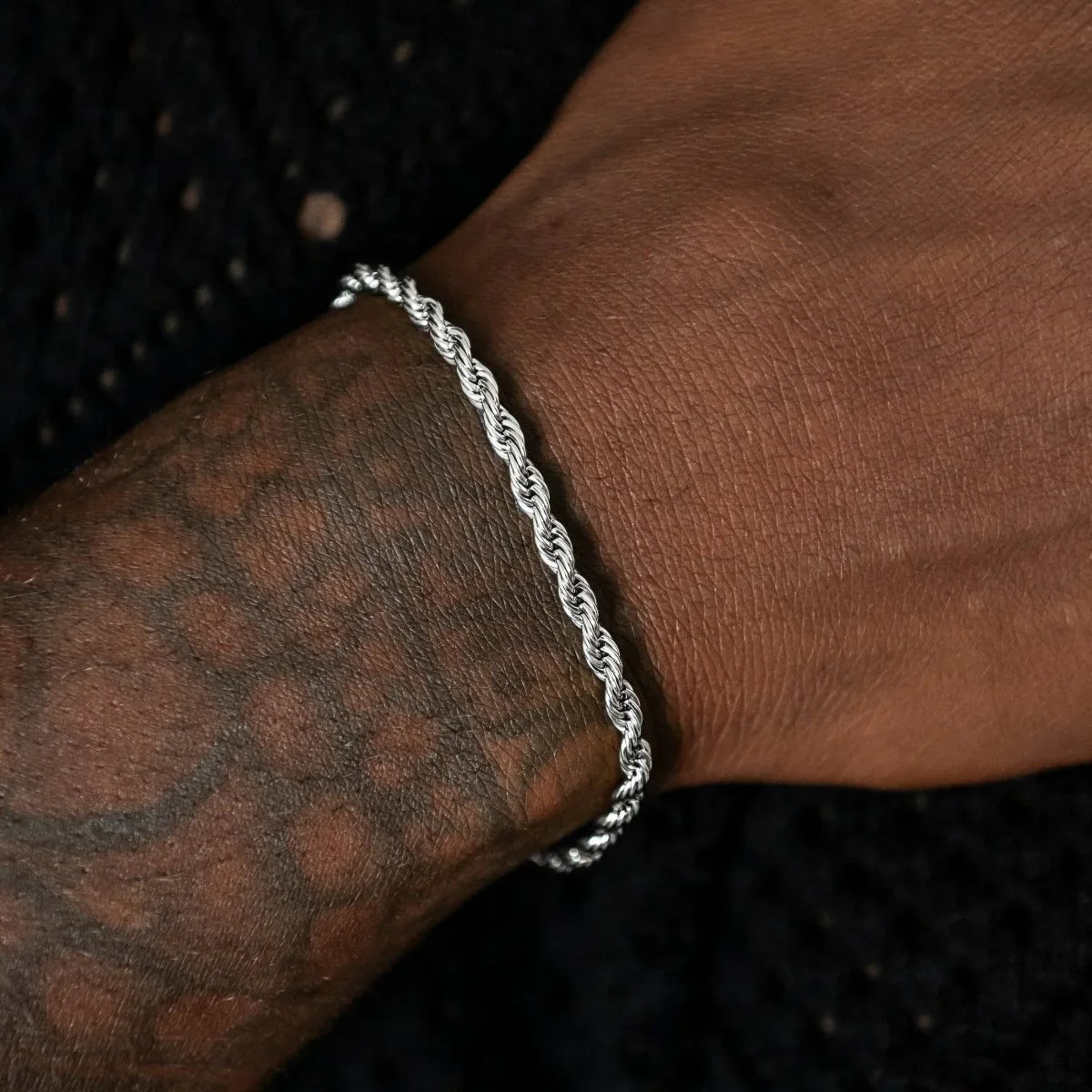 Rope Chain + Bracelet Bundle in White Gold- 4mm