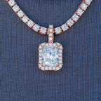 Men's Moissanite Micro Diamond Stone Pendant in Rose Gold Vermeil