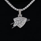 Oklahoma City Thunder OKC Official NBA Micro Logo Pendant in White Gold