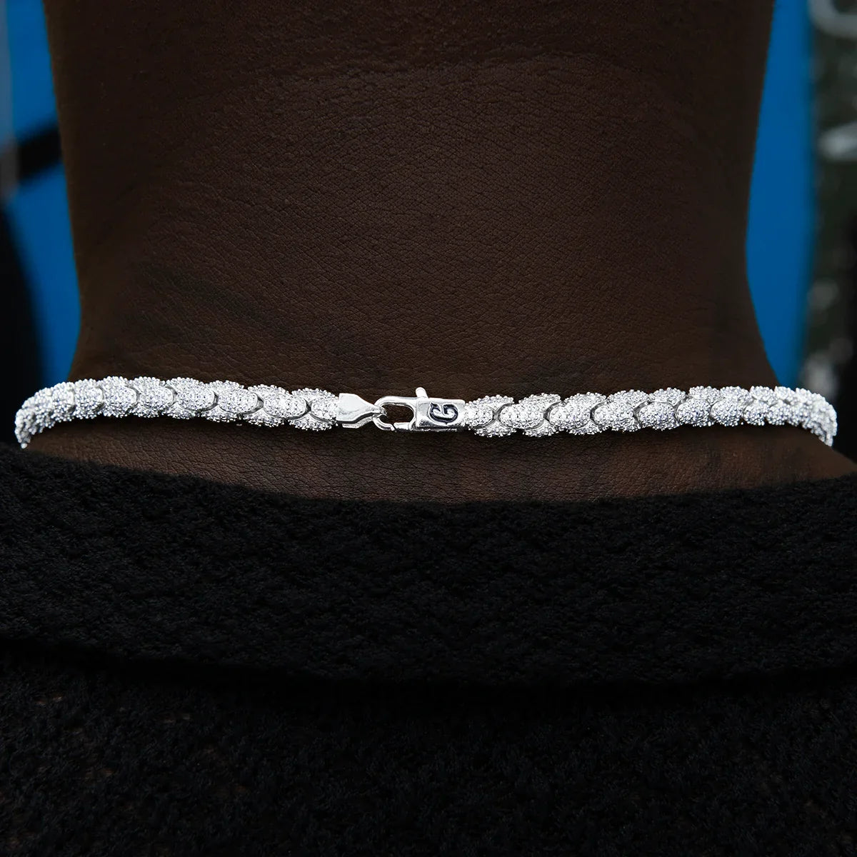 Diamond Pave Snake Link Chain + Bracelet Bundle in White Gold- 6mm