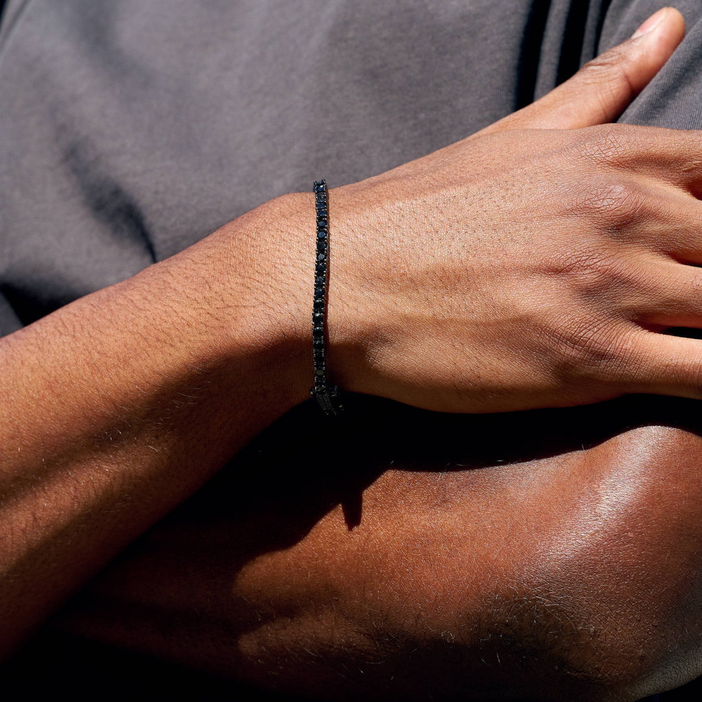 Black Diamond Tennis Chain Bracelet in Black - 3mm