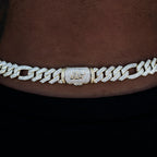 Diamond Figaro Chain in Yellow Gold- 10mm