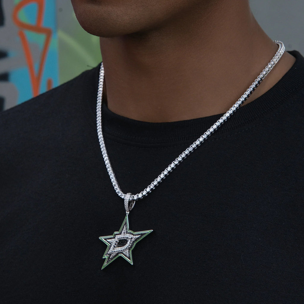 Dallas Stars Official NHL Logo Pendant in White Gold