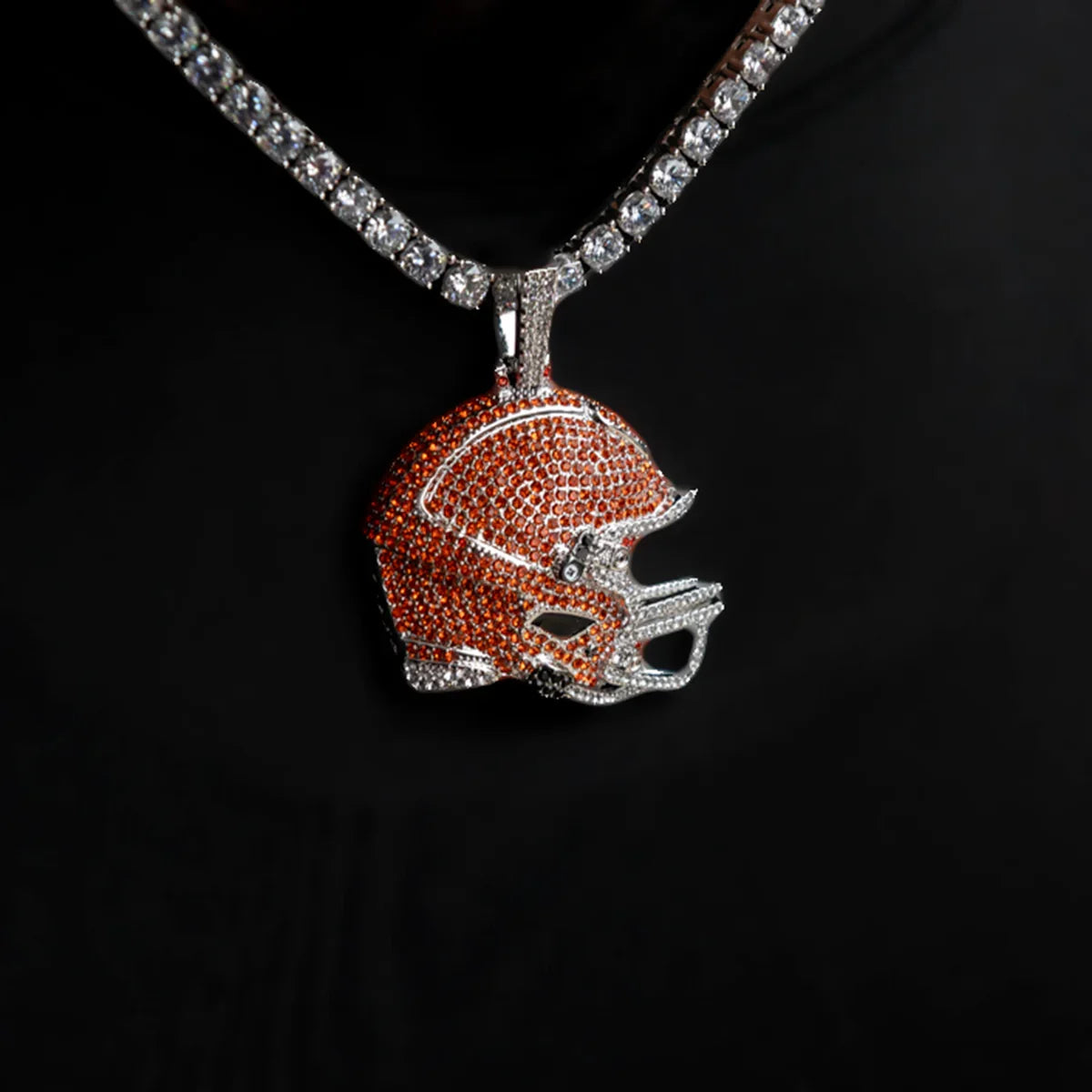 2025 Cleveland Browns Team Helmet Pendant - White Gold