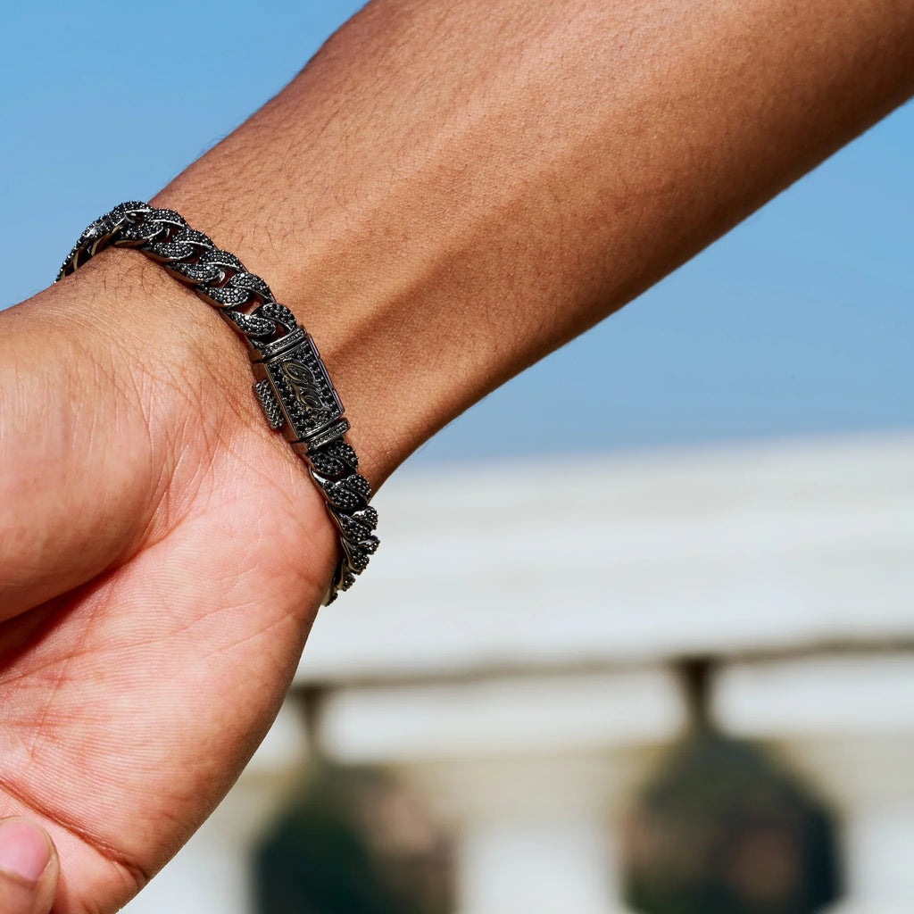 Black Diamond Cuban Chain Bracelet in Black - 8.5mm
