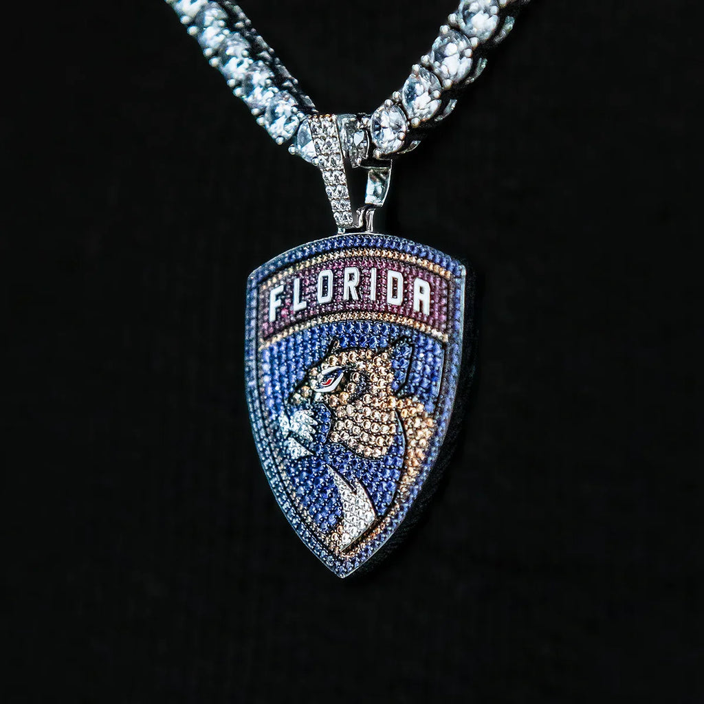 Florida Panthers Official NHL Logo Pendant - White Gold
