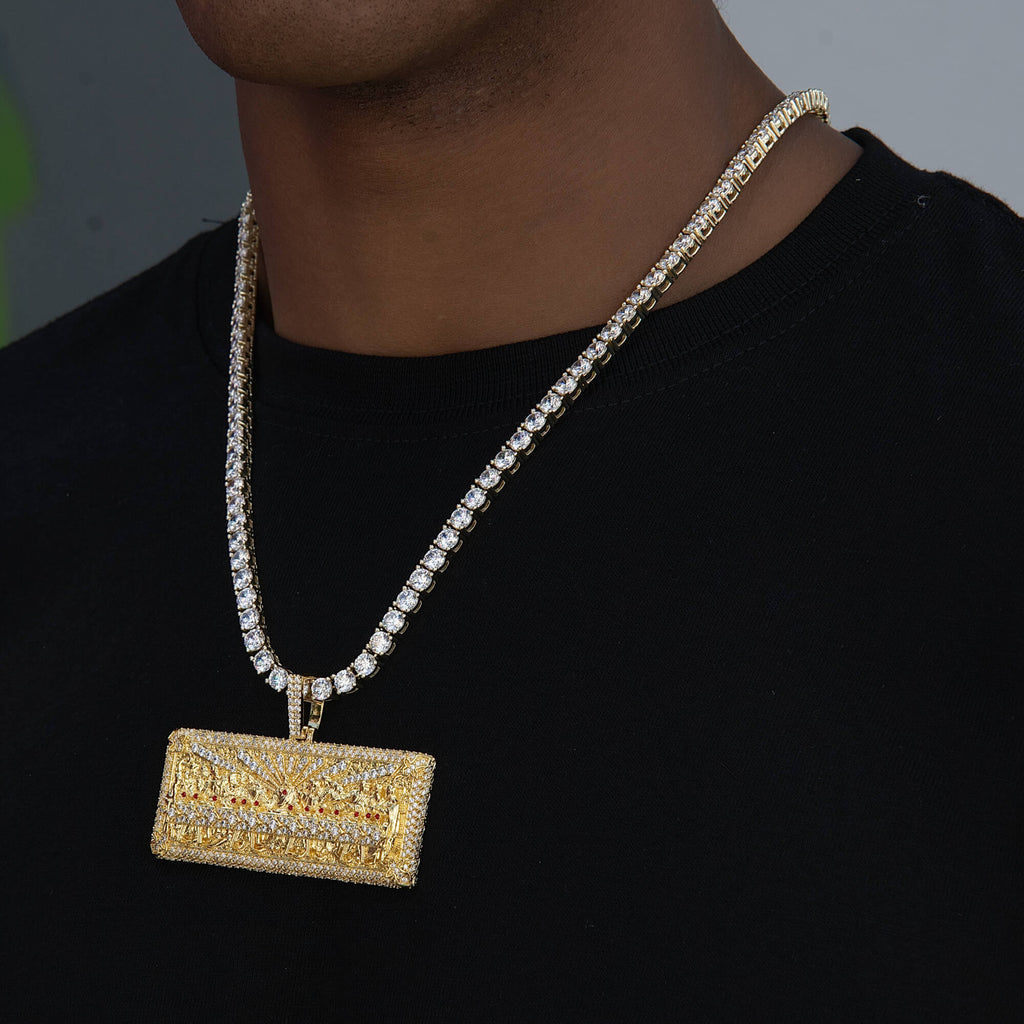 Large Iced The Last Supper Pendant in Yellow Gold
