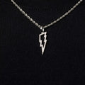 Micro Iced Lightning Bolt Pendant in White Gold