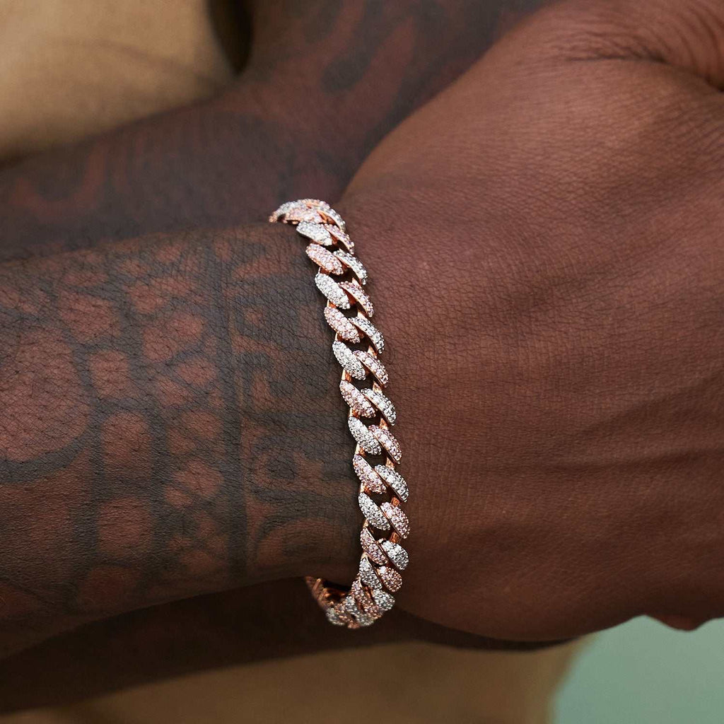 Diamond Cuban Bracelet in Rose/White Gold - 8.5mm