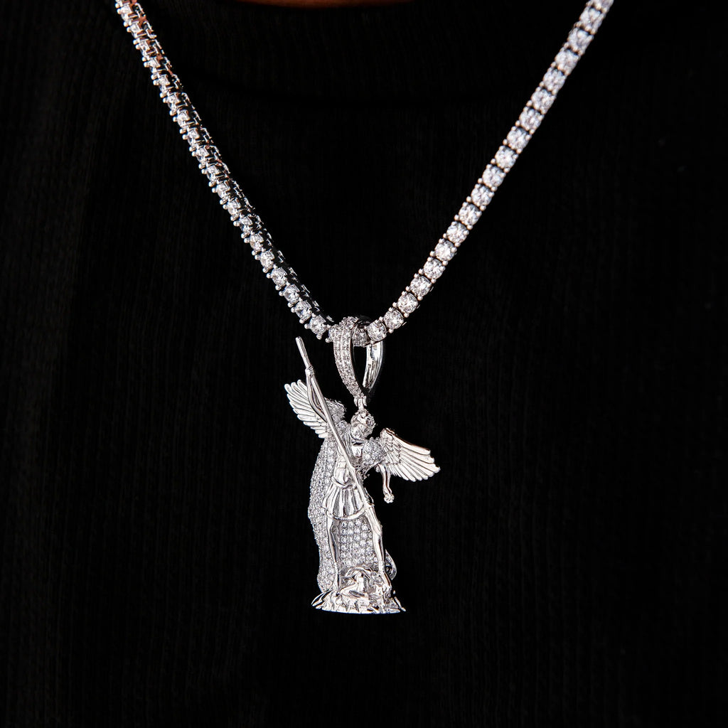 Saint Michael Pendant in White Gold