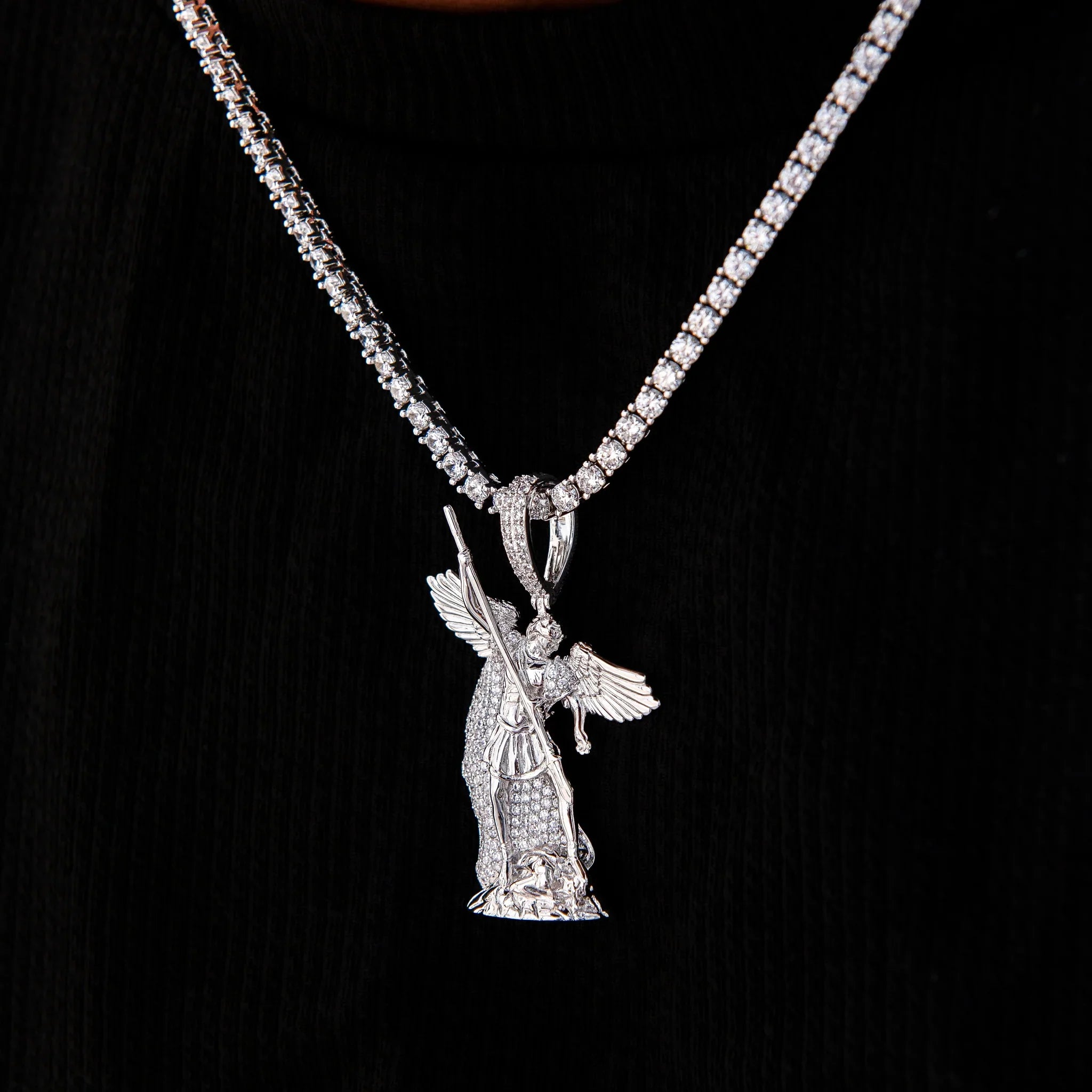 Saint Michael Pendant in White Gold