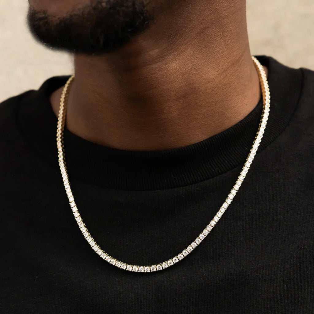 Diamond Tennis Chain in Yellow Gold- 3mm
