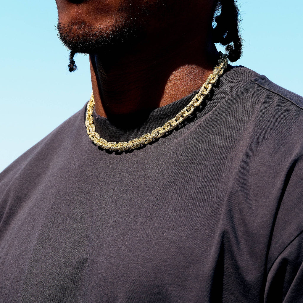 GLD X Bloody Osiris Iced Canary Voronoi Link Chain in Yellow Gold