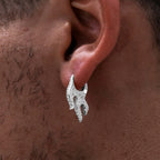 Diamond Flame Hoop Earrings in White Gold