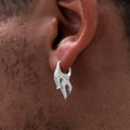 Diamond Flame Hoop Earrings in White Gold