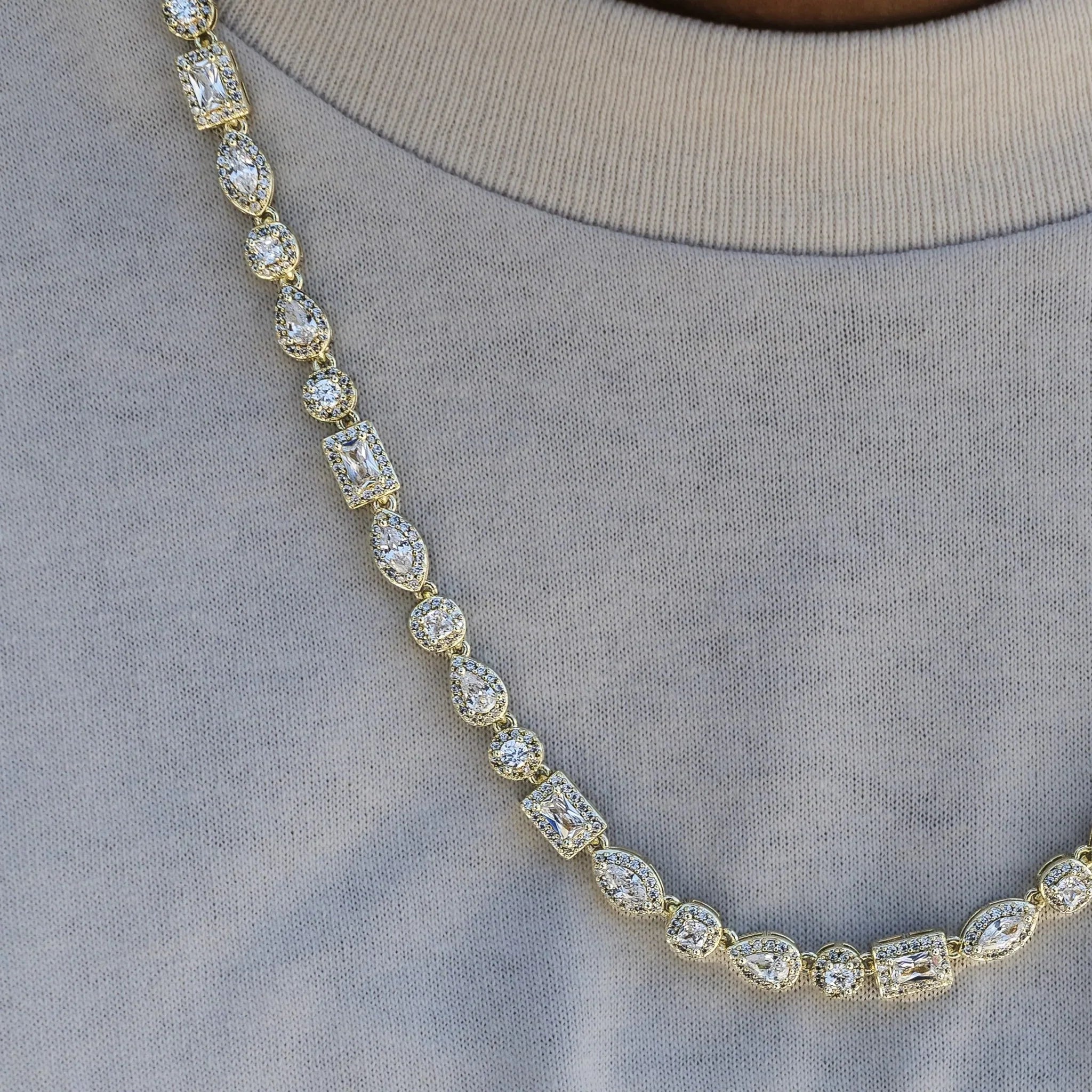 Mixed Diamond Pave Chain in Yellow Gold