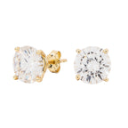 8MM Round Cut Moissanite Diamond Stud Earrings in Yellow Gold Vermeil