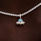 Micro Iced UFO Pendant in Yellow Gold