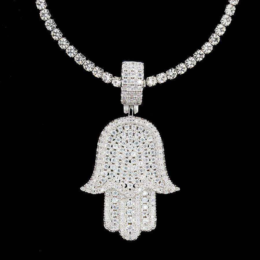 Hamsa Pendant in White Gold