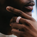 Men's Moissanite 5 Layer Diamond Band Ring in Rose Gold Vermeil