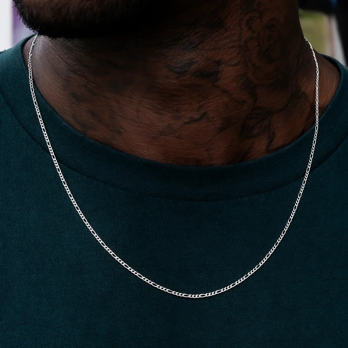 Figaro Chain in White Gold- 2mm