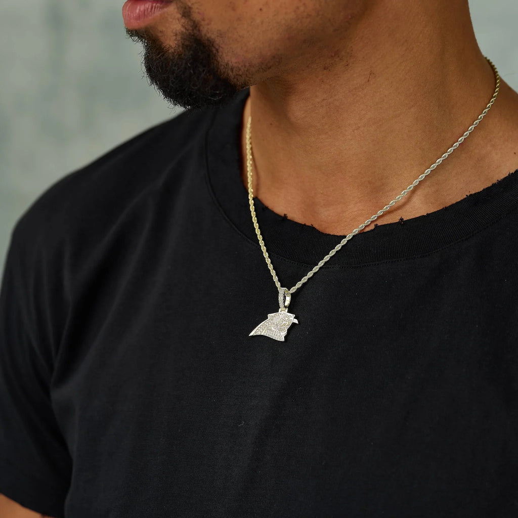 Carolina Panthers Official NFL Micro Logo Pendant in Yellow Gold