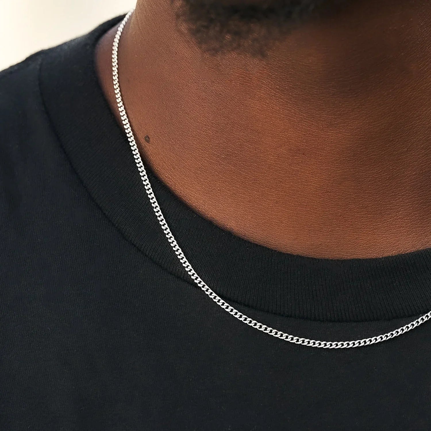 Micro Cuban Chain in White Gold - 2mm