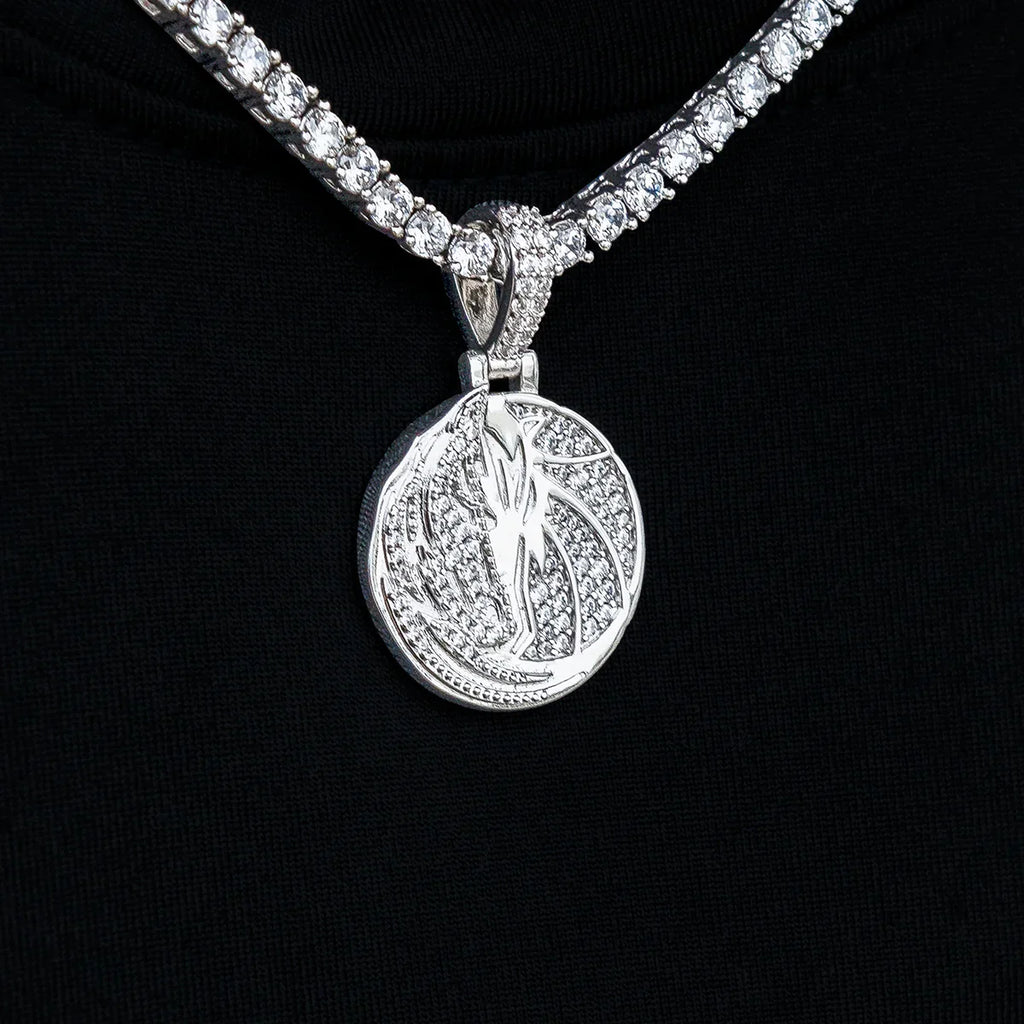 Dallas Mavericks Official NBA Micro Logo Pendant in White Gold